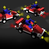 Lichtobjekt: Lego Autos bei Nacht