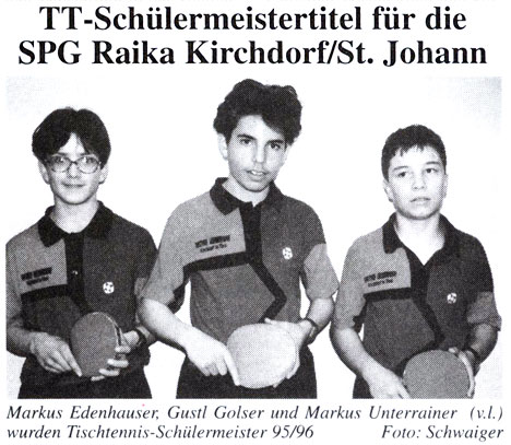 Tischtennis Schülermeister 1995/96